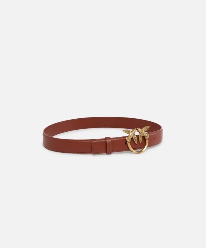 Women Belts Pinko Love Birds Leather Belt 3cm Arabantiquegold Women Belts Pinko Love Birds Leather Belt 3cm Arabantiquegold