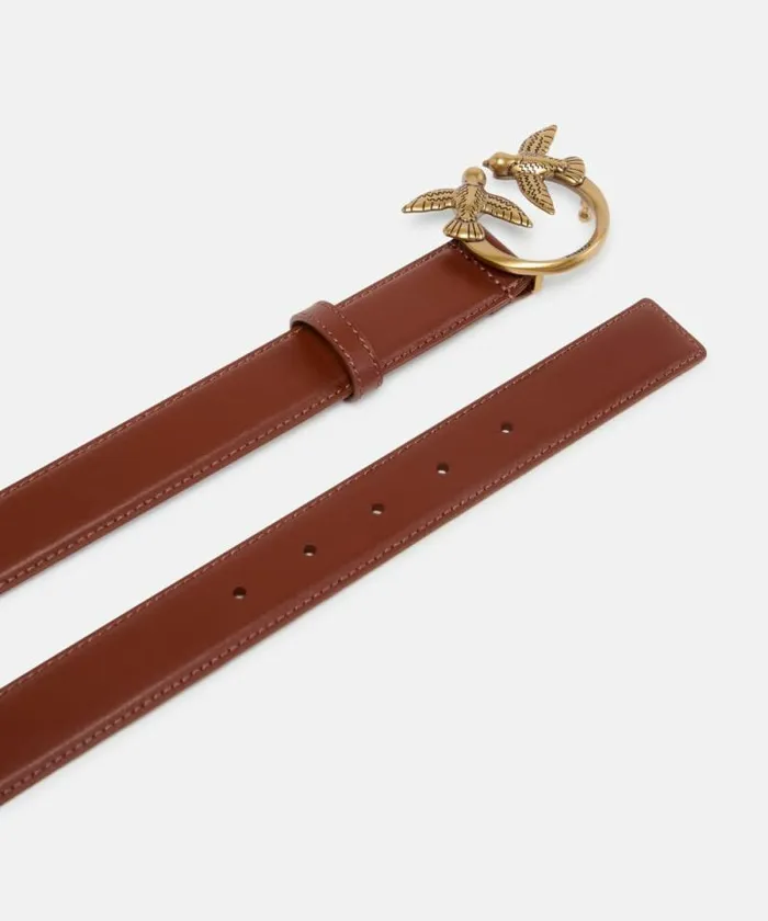 Women Belts Pinko Love Birds Leather Belt 3cm Arabantiquegold Women Belts Pinko Love Birds Leather Belt 3cm Arabantiquegold