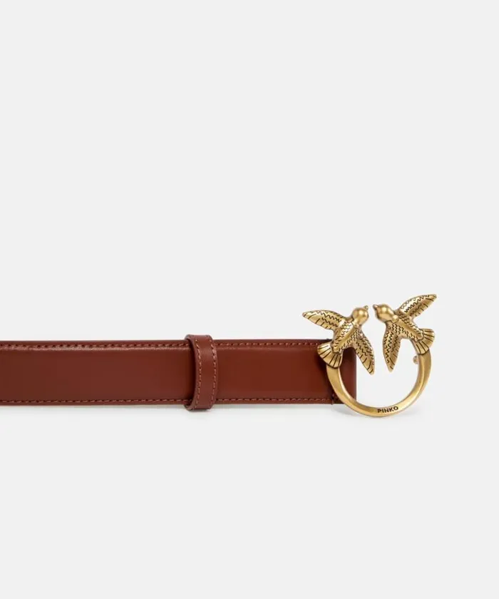Women Belts Pinko Love Birds Leather Belt 3cm Arabantiquegold Women Belts Pinko Love Birds Leather Belt 3cm Arabantiquegold