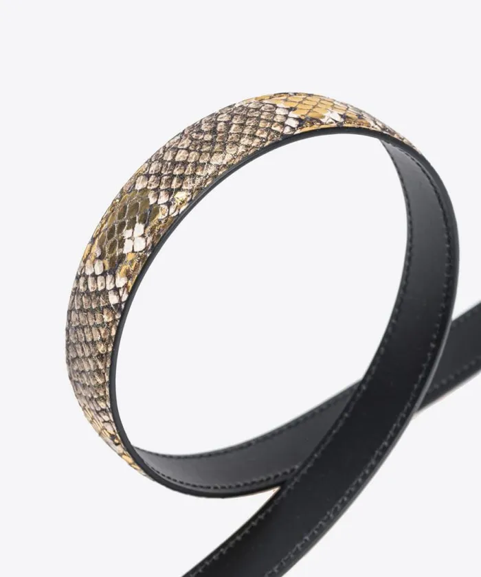Women Belts Pinko PINKO Galleria Thin 2cm Laminated Reptileprint Belt With Love Birds Buckle Goldgreygold Women Belts Pinko PINKO Galleria Thin 2cm Laminated Reptileprint Belt With Love Birds Buckle Goldgreygold