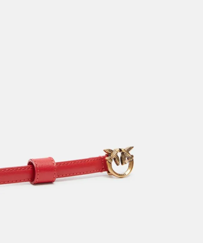 Women Belts Pinko Thin Belt With Love Birds Buckle 1cm Redantiquegold Women Belts Pinko Thin Belt With Love Birds Buckle 1cm Redantiquegold