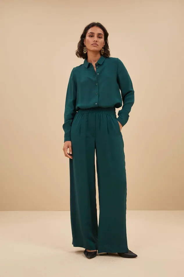 Women Benji Satin Stripe Pants Dark Pine Bybar Trousers