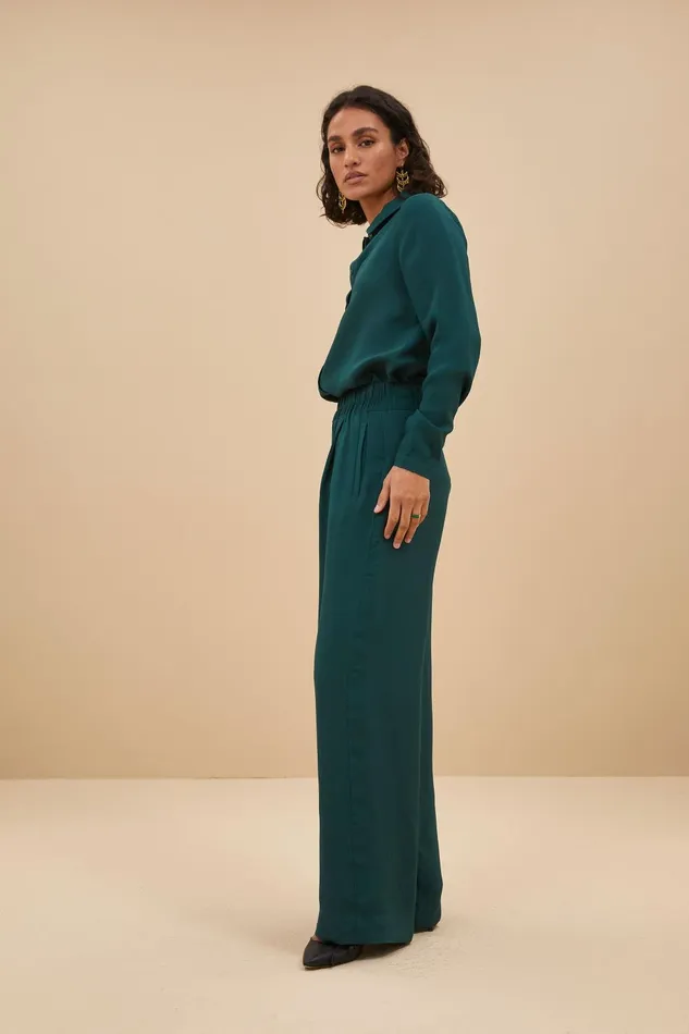 Women Benji Satin Stripe Pants Dark Pine Bybar Trousers