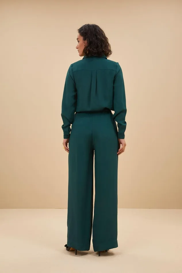 Women Benji Satin Stripe Pants Dark Pine Bybar Trousers