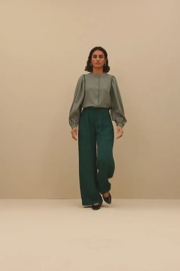 Women Benji Satin Stripe Pants Dark Pine Bybar Trousers
