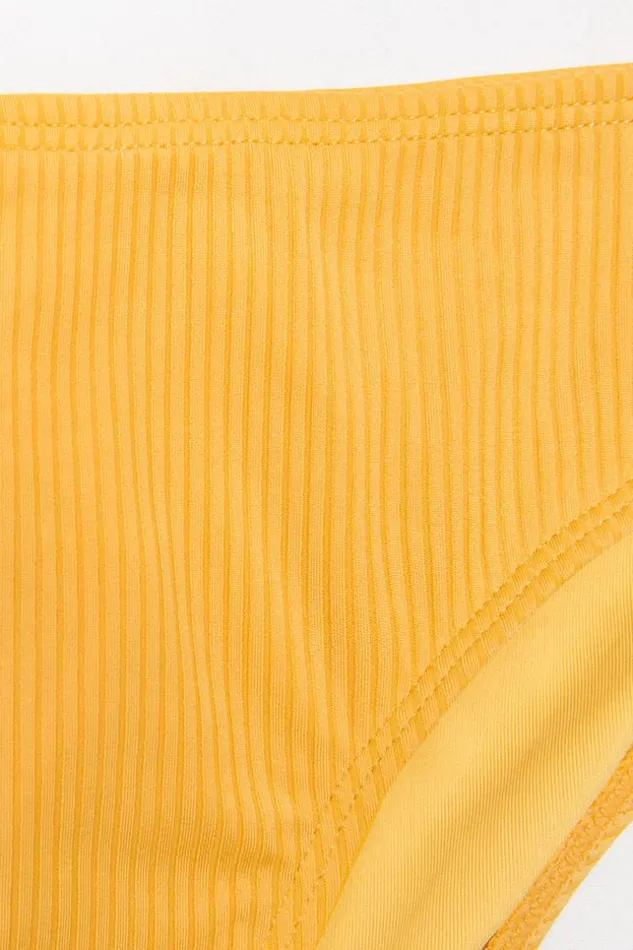 Women Bikini Sets Cupshe Asha Rib Underwire Tie Front Bikini Yellow