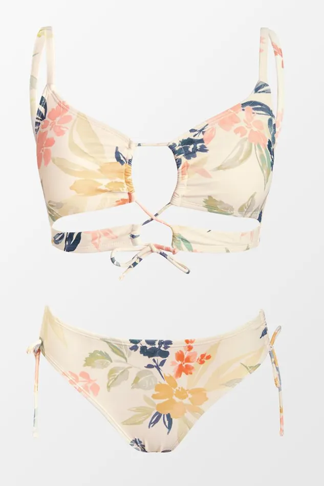Women Bikini Sets Cupshe Floral Wilderness Keyhole Bralette And Side Shirred Hipster Bikini Set Multicolor