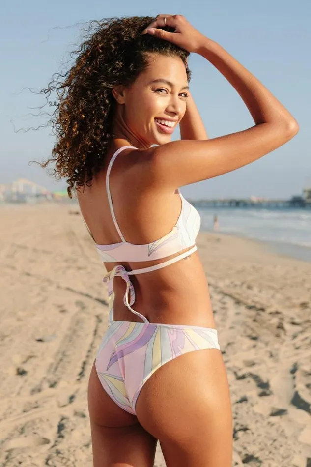 Women Bikini Sets Cupshe Jalyn Abstract Print Wrap Tie Back Bikini Multicolor