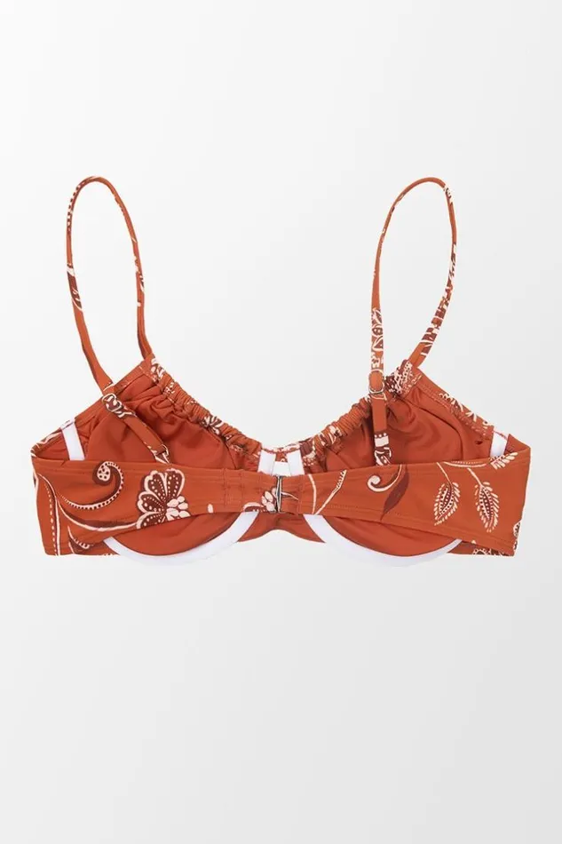 Women Bikini Tops Cupshe Boho Impressions Underwire Tie Front Bralette Bikini Top Orange