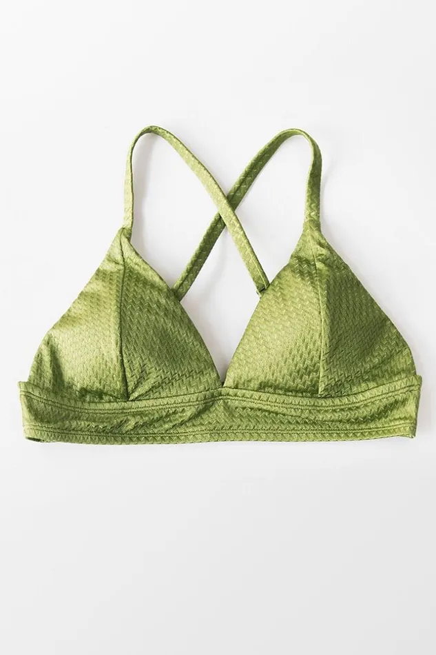 Women Bikini Tops Cupshe Green Textured Triangle Bikini Top Green