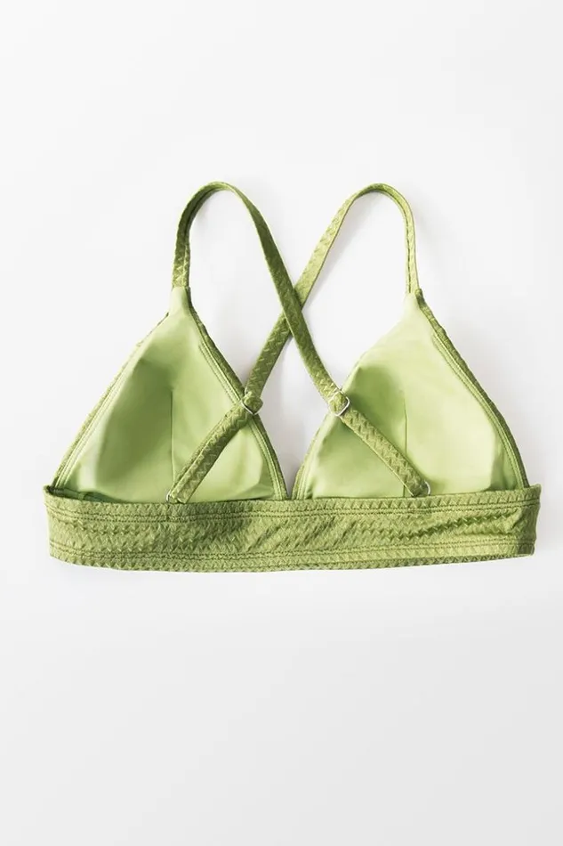 Women Bikini Tops Cupshe Green Textured Triangle Bikini Top Green
