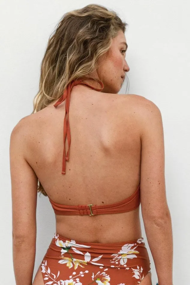 Women Bikini Tops Cupshe Meaghan Knot Halter Bikini Top Rust