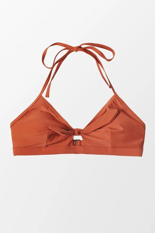 Women Bikini Tops Cupshe Meaghan Knot Halter Bikini Top Rust