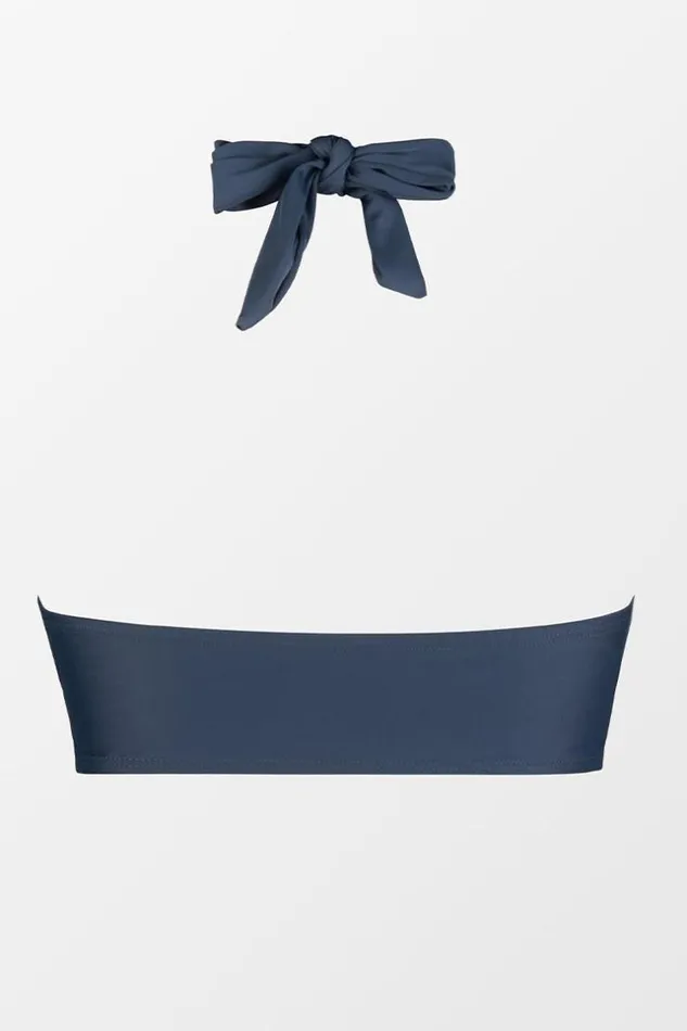 Women Bikini Tops Cupshe Omniscient Solid Cross Halter Bikini Top Navy