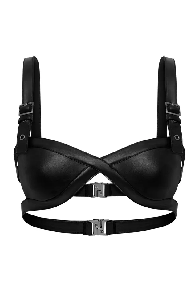 Women Black Hydra Bikini Top With Buckle Detail Jaded London Bikini Tops
