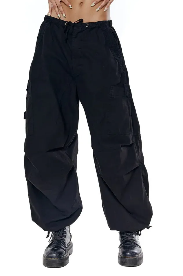 Women Black Parachute Cargo Pants Jaded London Trousers and Pants