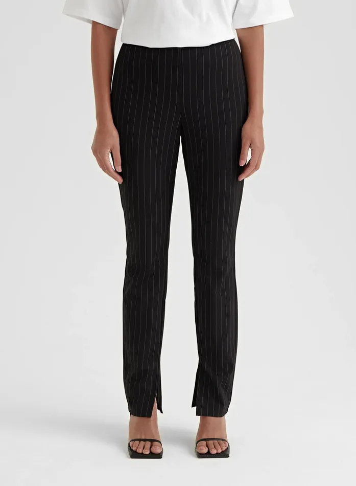 Women Black Pinstripe Slim Leg Trouser 8211 Hally 4th and Reckless Leggings
