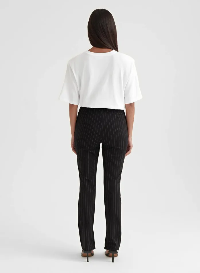 Women Black Pinstripe Slim Leg Trouser 8211 Hally 4th and Reckless Leggings