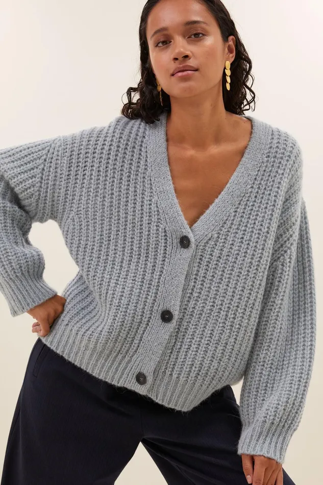 Women Bobbi Cardigan Steel Blue Bybar Cardigans