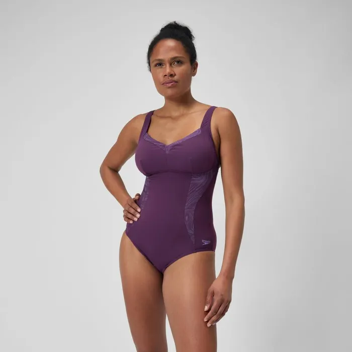 Women BodyShaping Speedo Women039s Shaping Printed LunaElustre Swimsuit Purple