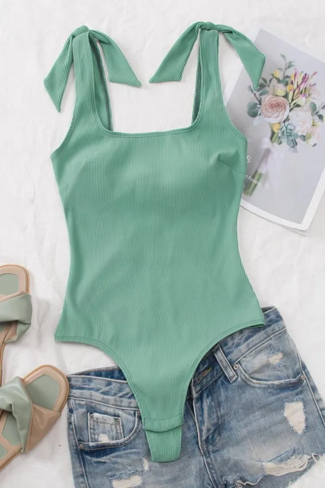 Women Bodysuits Cupshe Novalee Bowknot Bodysuit Green