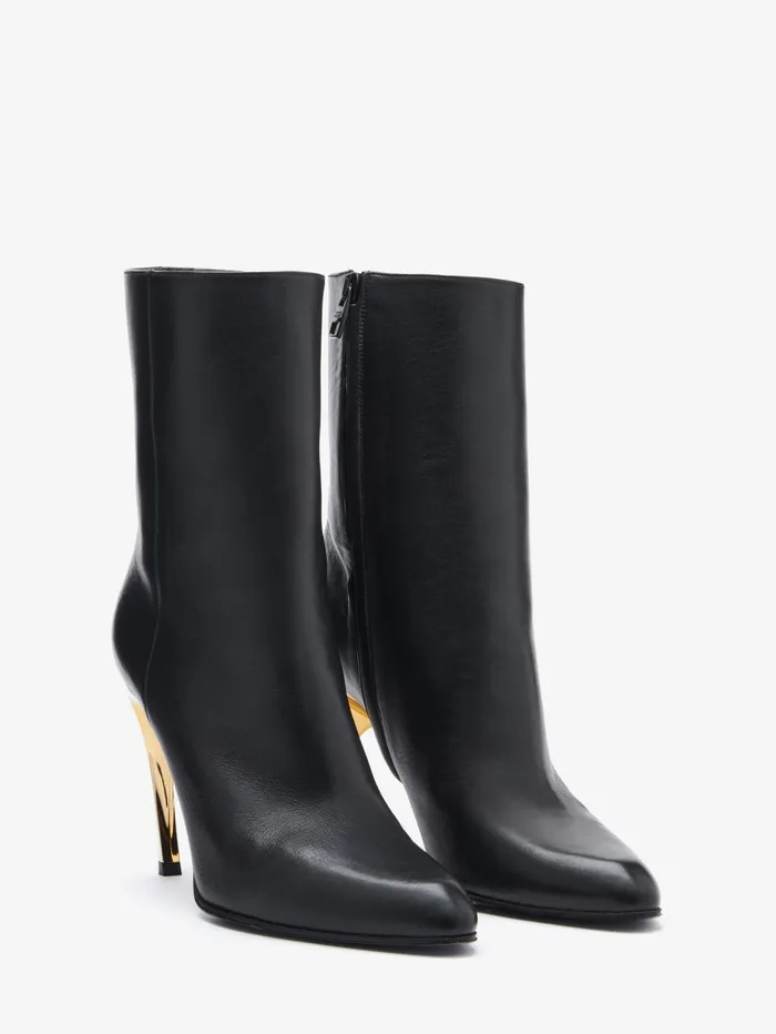 Women Boots Alexander McQueen Armadillo Ankle Boot Blacksilvergold