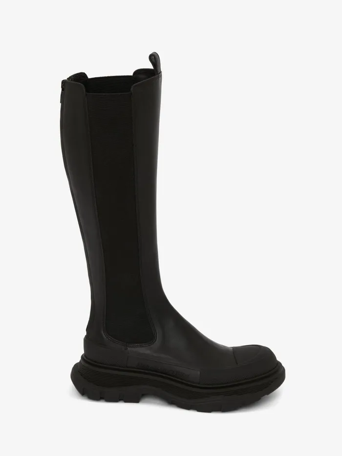 Women Boots Alexander McQueen Tread Slick Knee High Boot Black