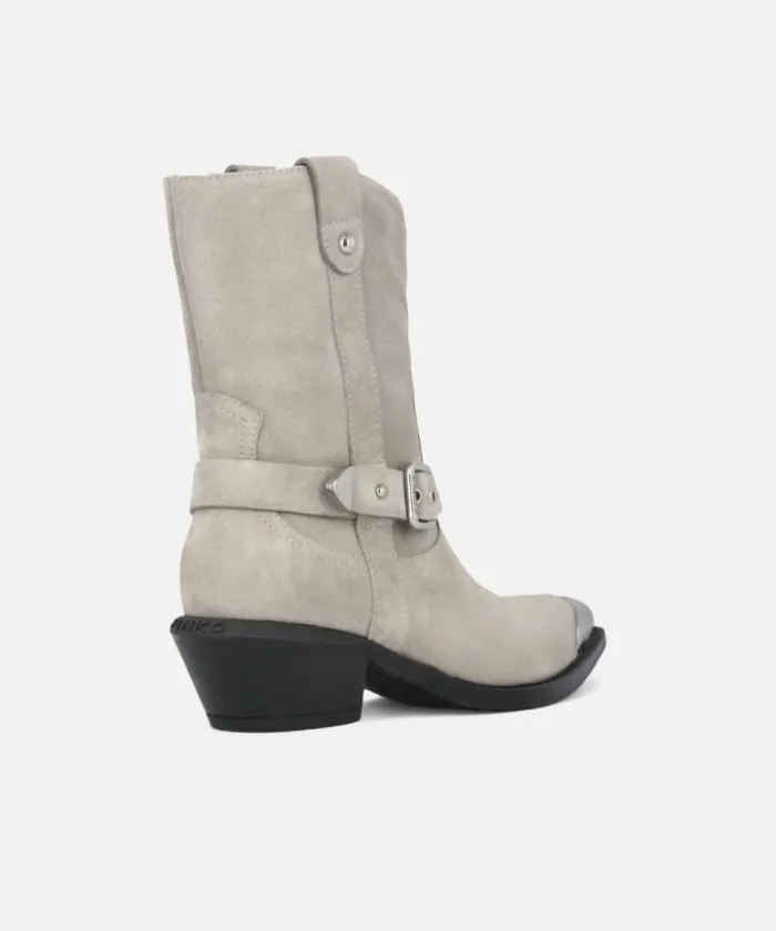 Women Boots Pinko Texas Suede Boots With Metal Toe Sand Women Boots Pinko Texas Suede Boots With Metal Toe Sand
