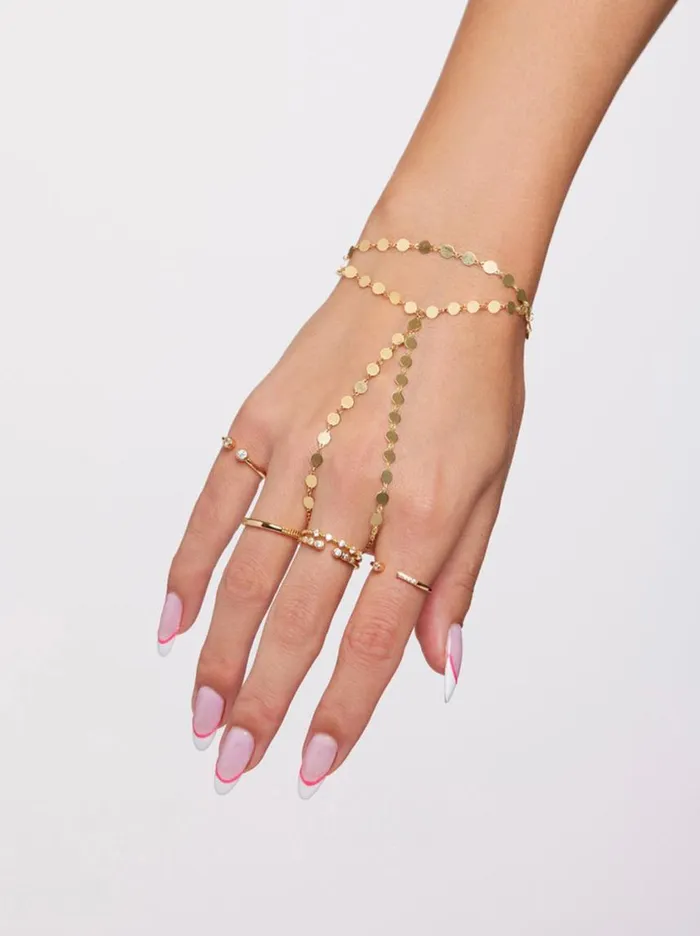 Women Bracelets Jessica Simpson Demi Fine Hand Chain In Gold Confetti