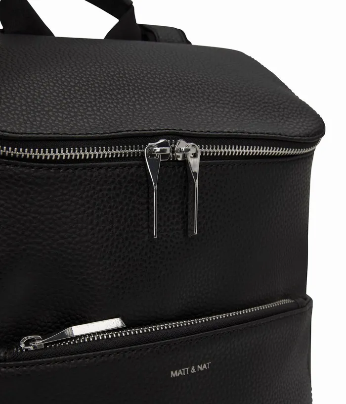 Women Brave Vegan Backpack 8211 Purity Black Matt and Nat Diaper Bags