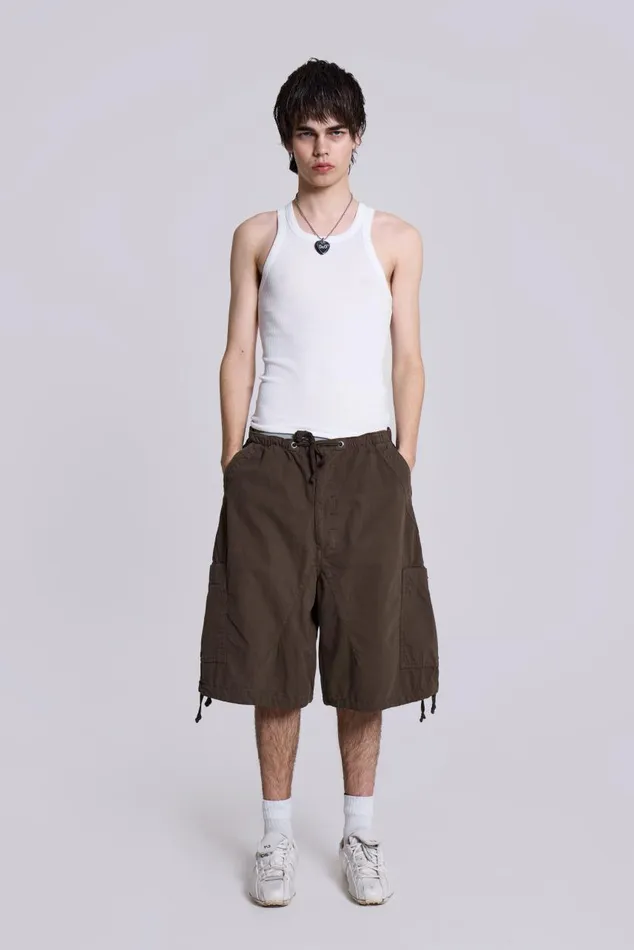 Women Brown Oversized Cargo Shorts Jaded London Shorts and Jorts