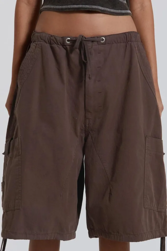Women Brown Oversized Cargo Shorts Jaded London Shorts and Jorts