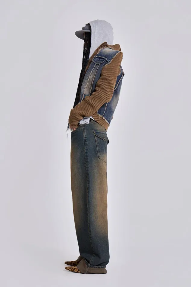 Women Busted Wash Sonic Baggy Leg Jeans With Turn Up Hem Jaded London Jeans
