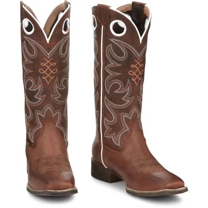 WOMEN Cam 13034 Western Boot Leather Brown Justin Boots Western