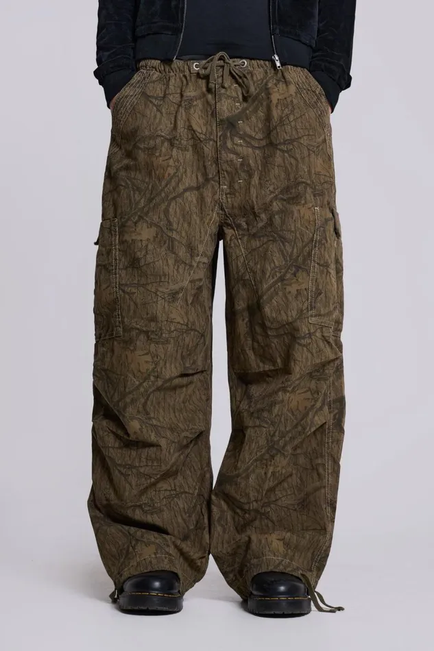 Women Camo Print Parachute Cargo Pants Jaded London Trousers and Pants