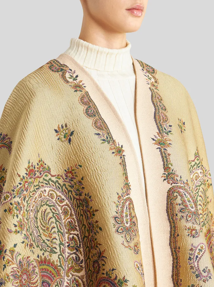 Women Cape With Paisley Design Etro Coats And Outerwear