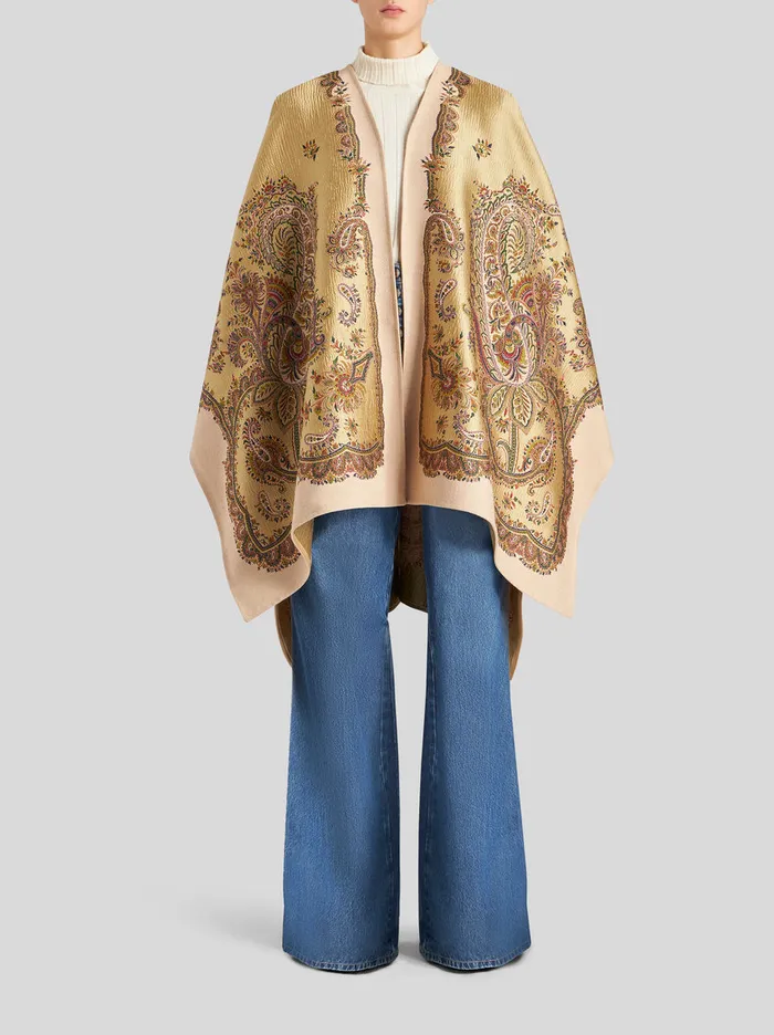 Women Cape With Paisley Design Etro Coats And Outerwear