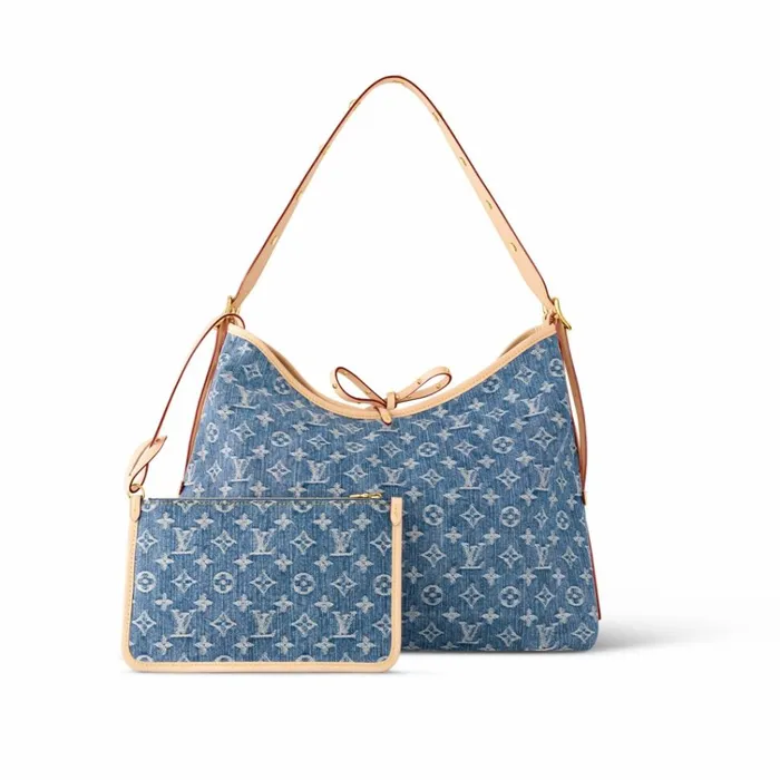 Women CarryAll Bag Louis Vuitton Louis Vuitton M46855 CarryAll MM Denim Blue 8211 Louis Vuitton Handbag Store