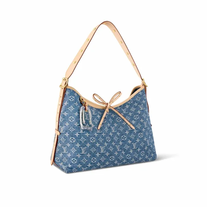 Women CarryAll Bag Louis Vuitton Louis Vuitton M46855 CarryAll MM Denim Blue 8211 Louis Vuitton Handbag Store