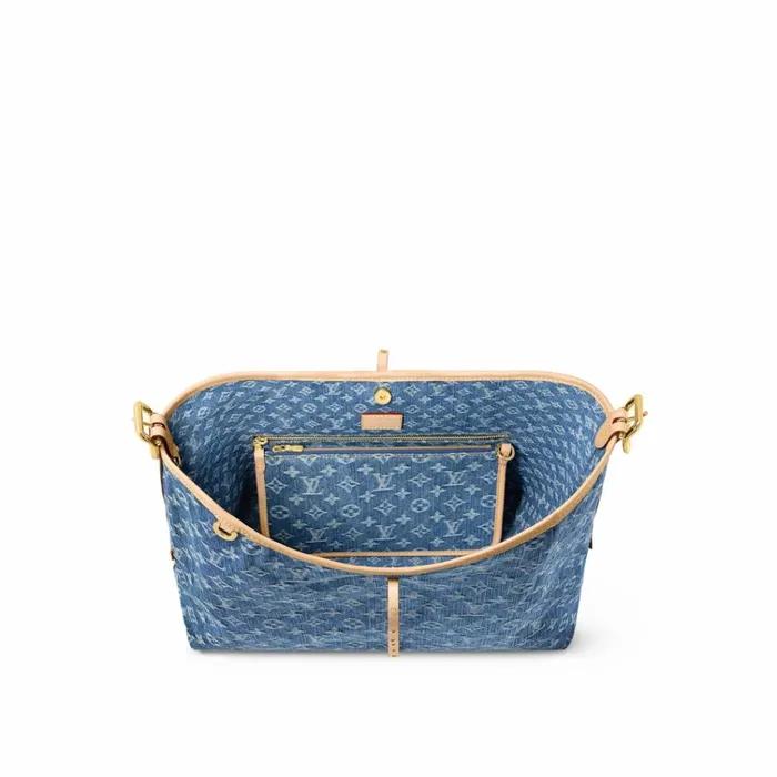 Women CarryAll Bag Louis Vuitton Louis Vuitton M46855 CarryAll MM Denim Blue 8211 Louis Vuitton Handbag Store