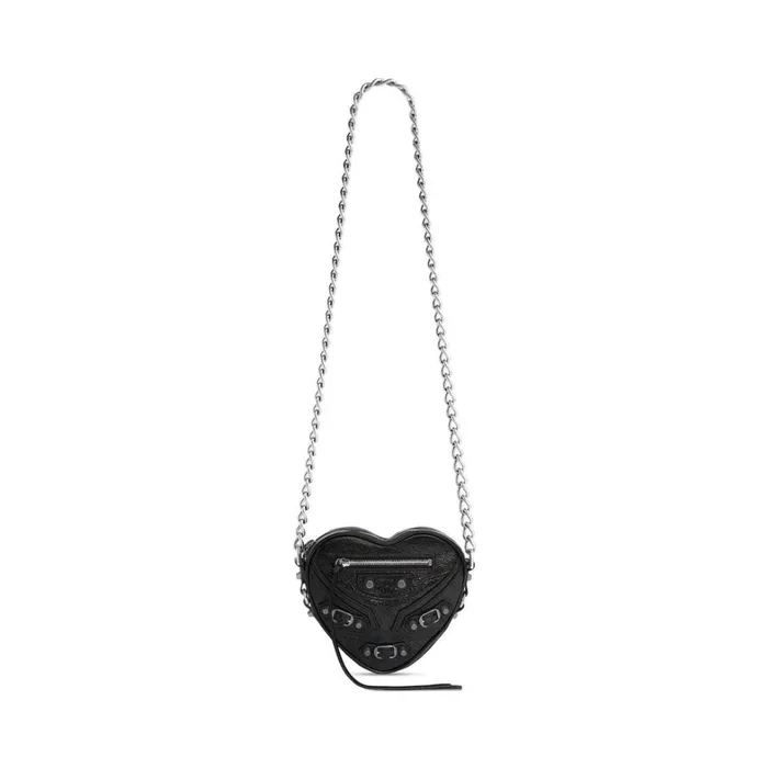 Women Chain Bags Balenciaga Le Cagole Heart Mini Bag In Black
