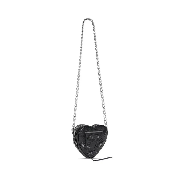 Women Chain Bags Balenciaga Le Cagole Heart Mini Bag In Black