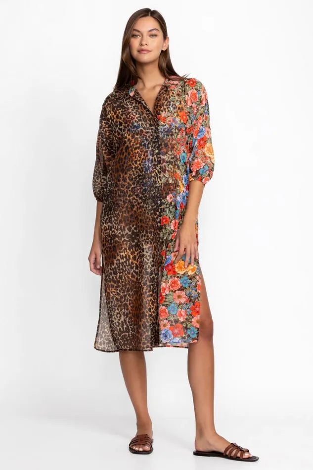 Women CHEETAH LONG SHIRT DRESS Multi Johnny Was Swim and Resort