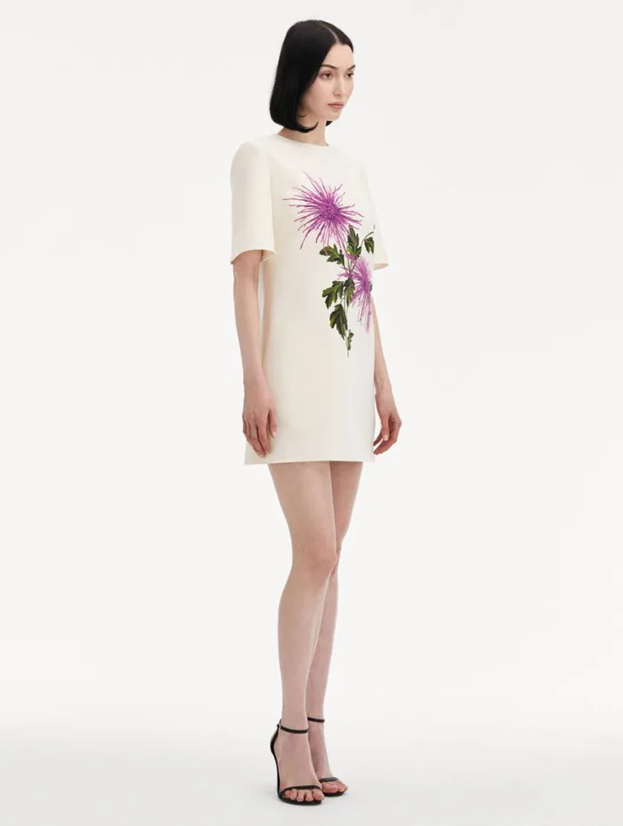 Women Chrysanthemum Shift Dress Purple Ivory Oscar De La Renta Dresses Women Chrysanthemum Shift Dress Purple Ivory Oscar De La Renta Dresses
