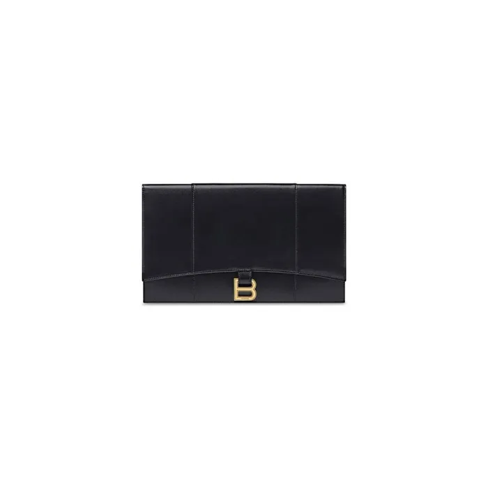Women Clutches and Pouches Balenciaga Hourglass Flat Pouch With Flap Box In Black Women Clutches and Pouches Balenciaga Hourglass Flat Pouch With Flap Box In Black