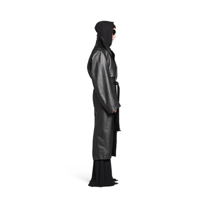 Women Coats and Jackets Balenciaga Fitted Cocoon Trench In Black