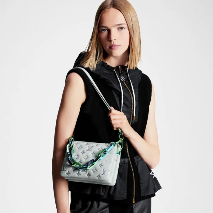 Women Coussin Bag Louis Vuitton Louis Vuitton M23617 LV SKI Coussin BB Gray 8211 Louis Vuitton Handbag Store