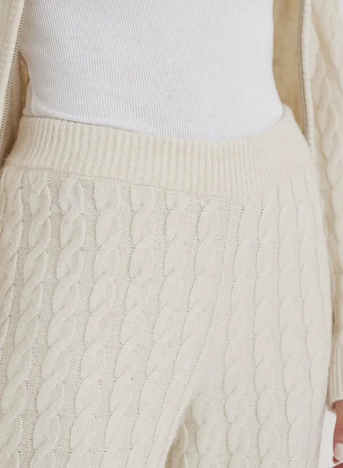 Women Cream Cable Knit Trouser Janina 4th and Reckless Knitwear