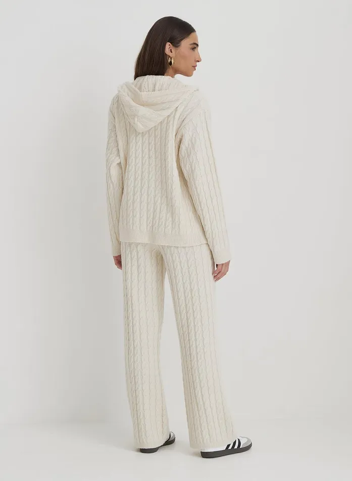 Women Cream Cable Knit Trouser Janina 4th and Reckless Knitwear