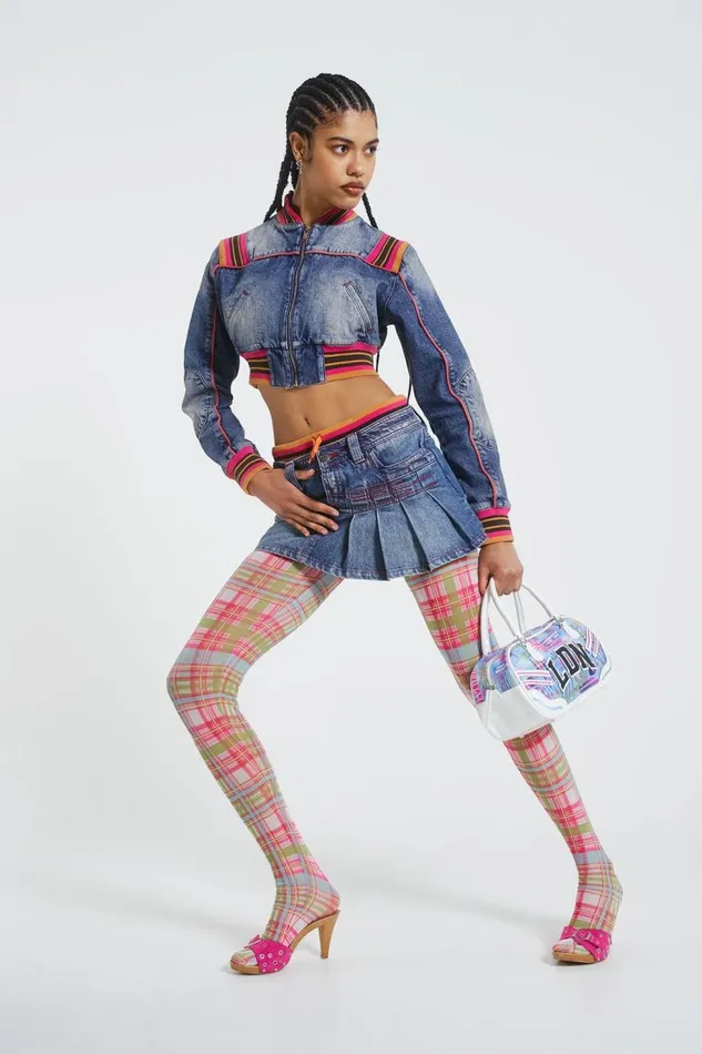 Women Cropped Denim Jacket With Rib Jaded London CoOrds